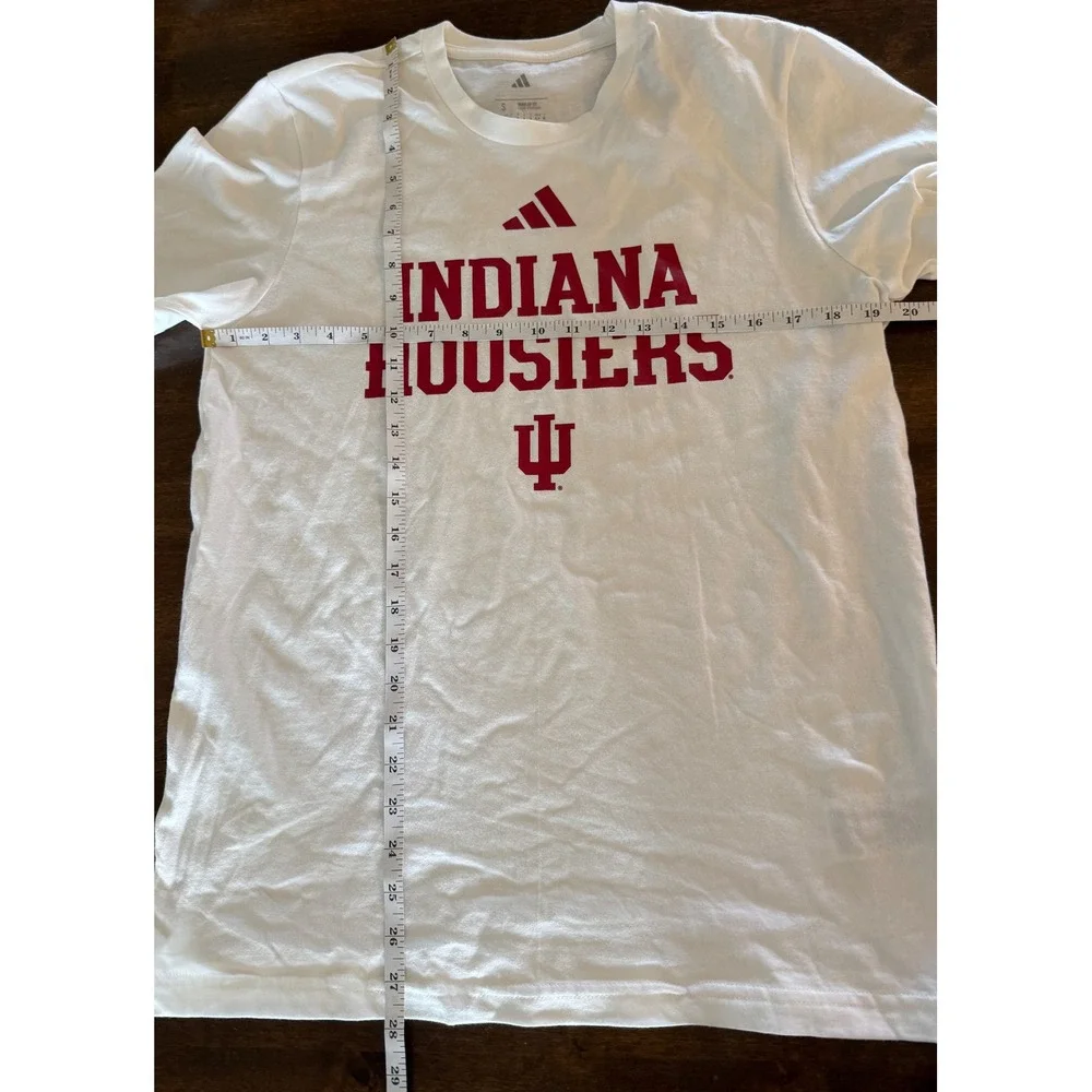 Adidas Indiana Hoosiers T-Shirt Mens Small White Crimson Graphic Tee II5377‎ NEW